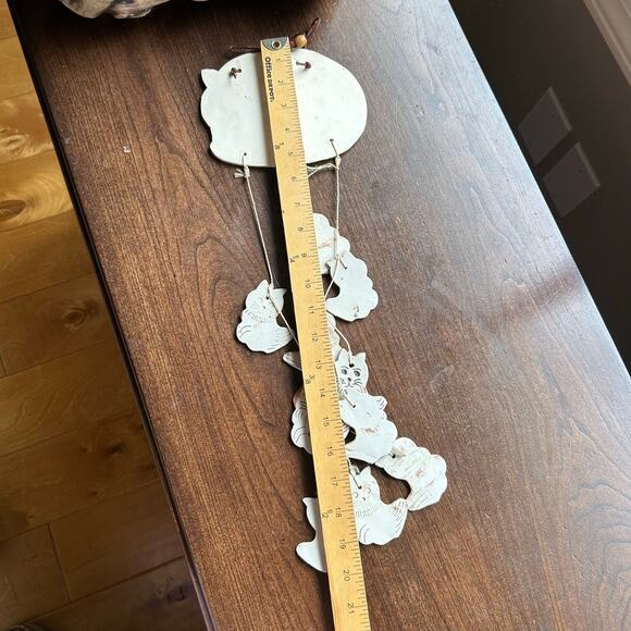 Pottery Clay Cat with 10 Kittens Wind Chimes Hanging 20" Long - Picture 6 of 6